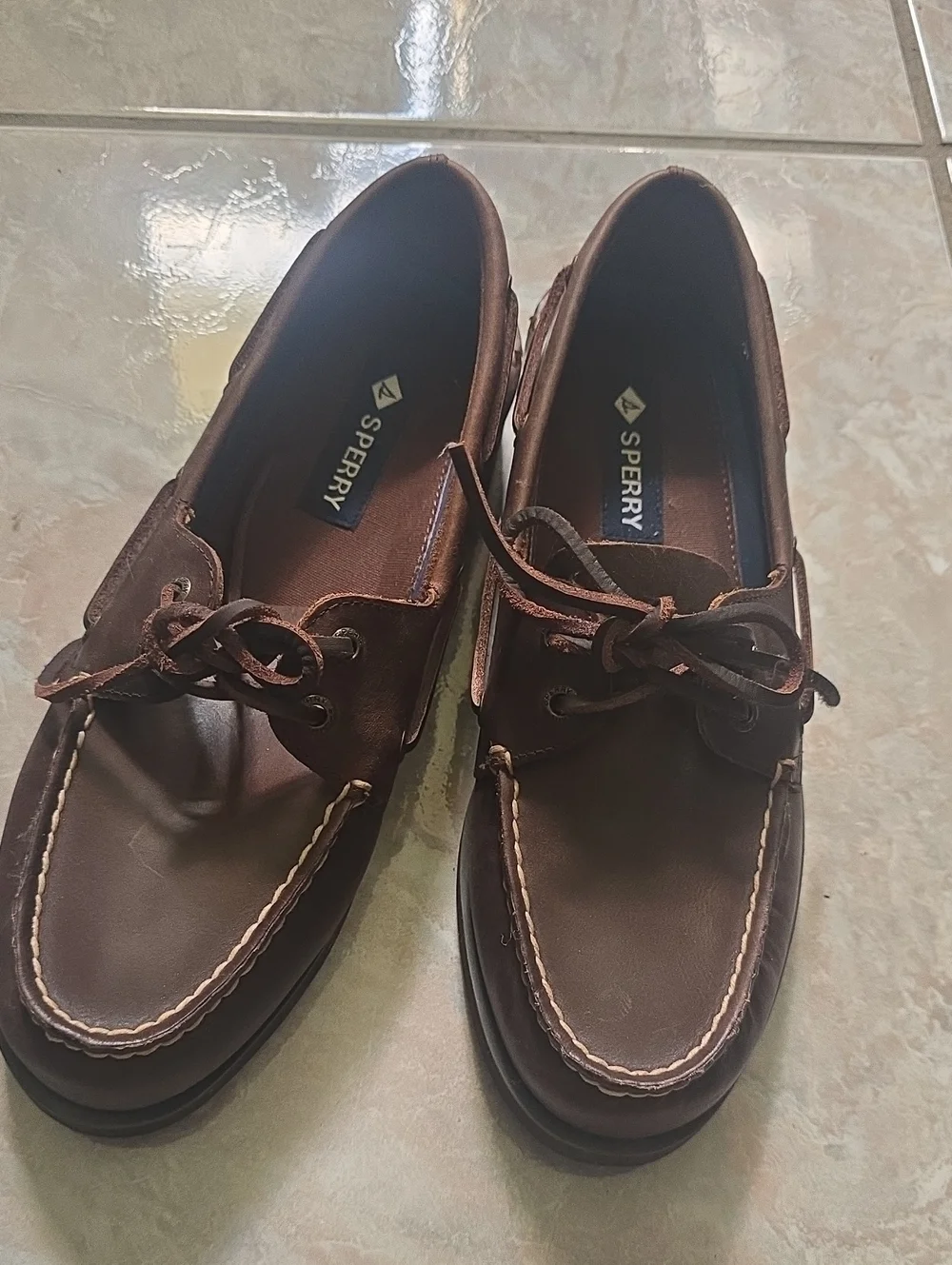 Sperry Brown Leather Moc Toe Boat Shoes